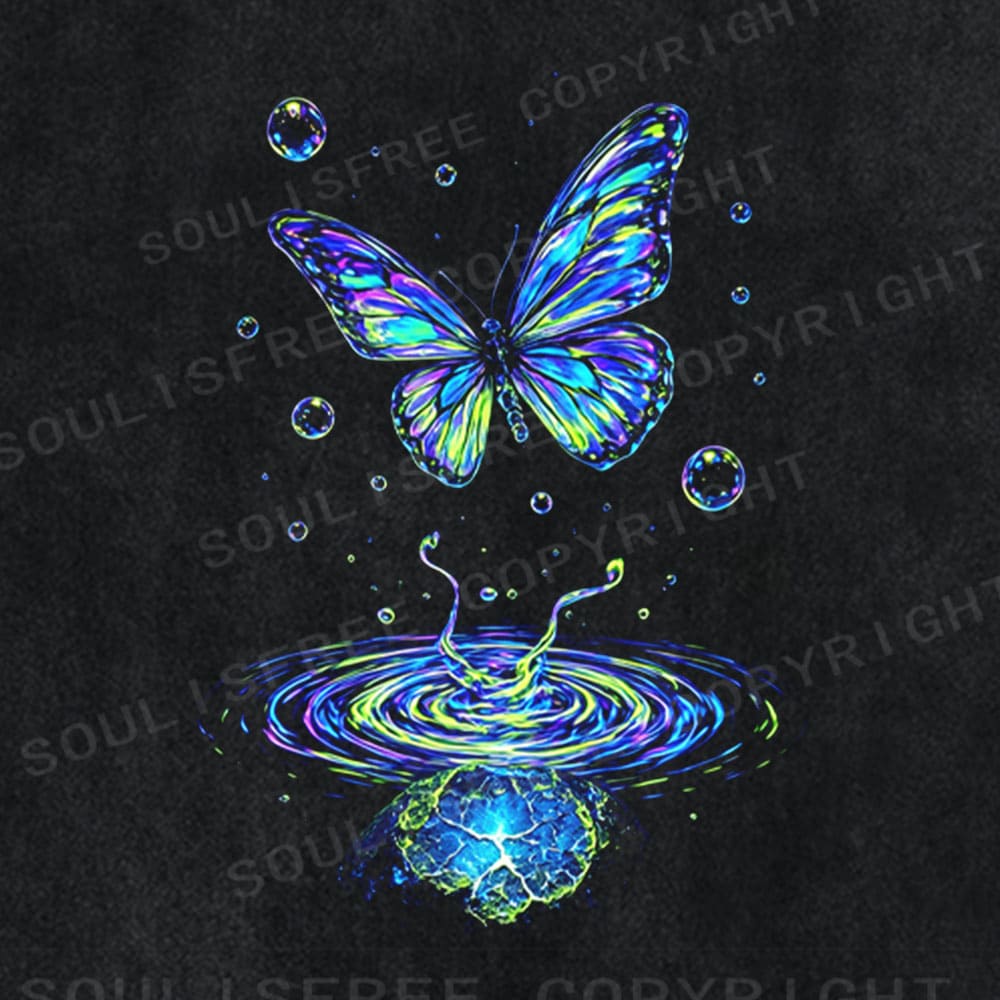 Soulisfree Butterfly Ripple Iridescent Dream Washed Tee