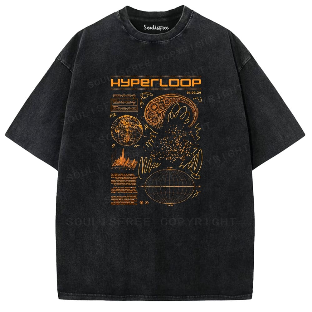 Soulistree Orange Tech Schematic Washed Tee