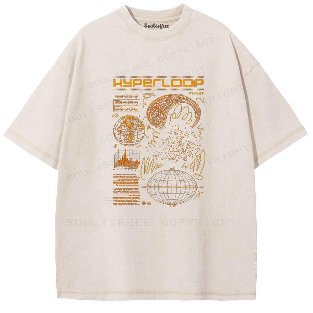 Soulistree Orange Tech Schematic Washed Tee