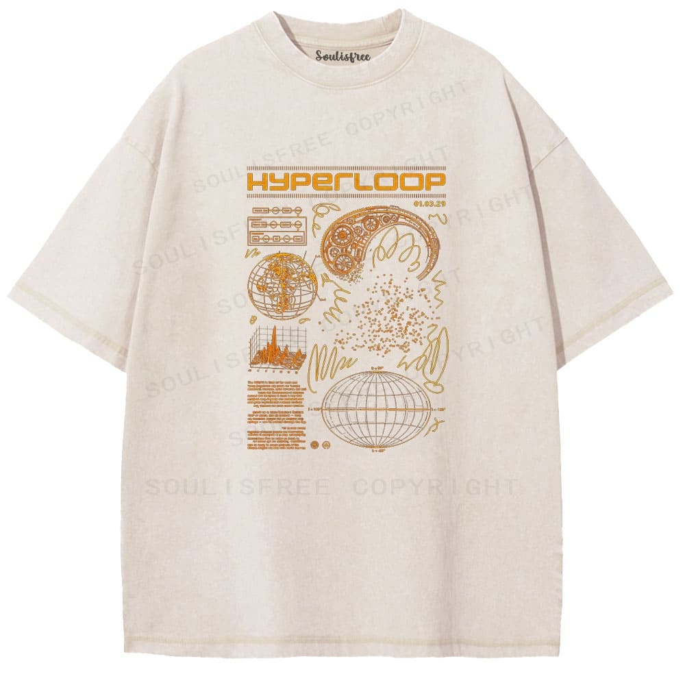 Soulistree Orange Tech Schematic Washed Tee