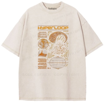 Soulistree Orange Tech Schematic Washed Tee