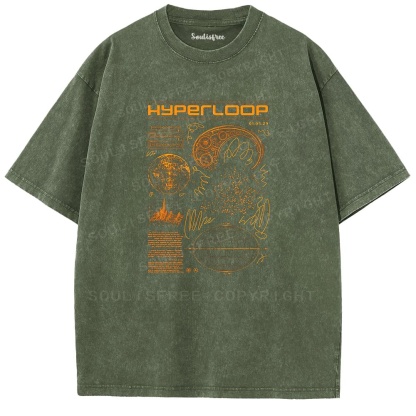 Soulistree Orange Tech Schematic Washed Tee