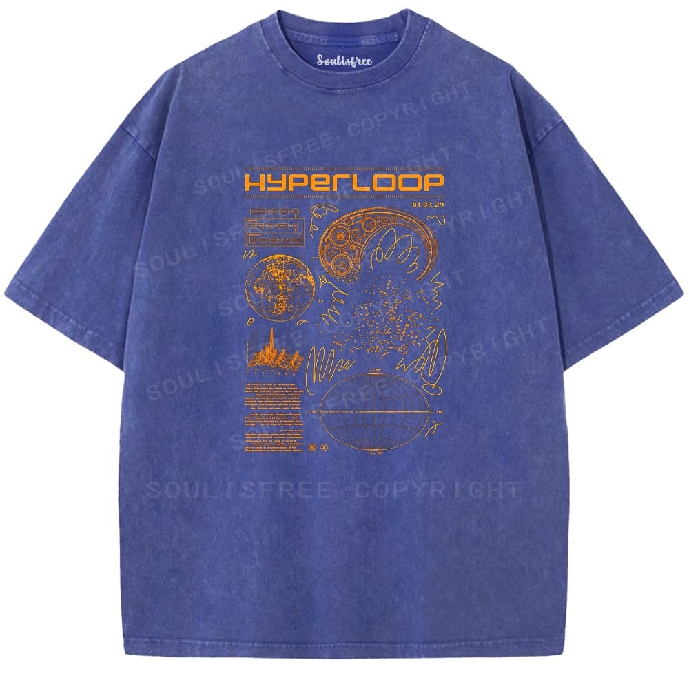 Soulistree Orange Tech Schematic Washed Tee