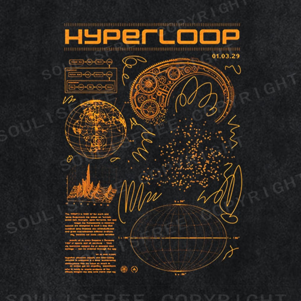 Soulistree Orange Tech Schematic Washed Tee