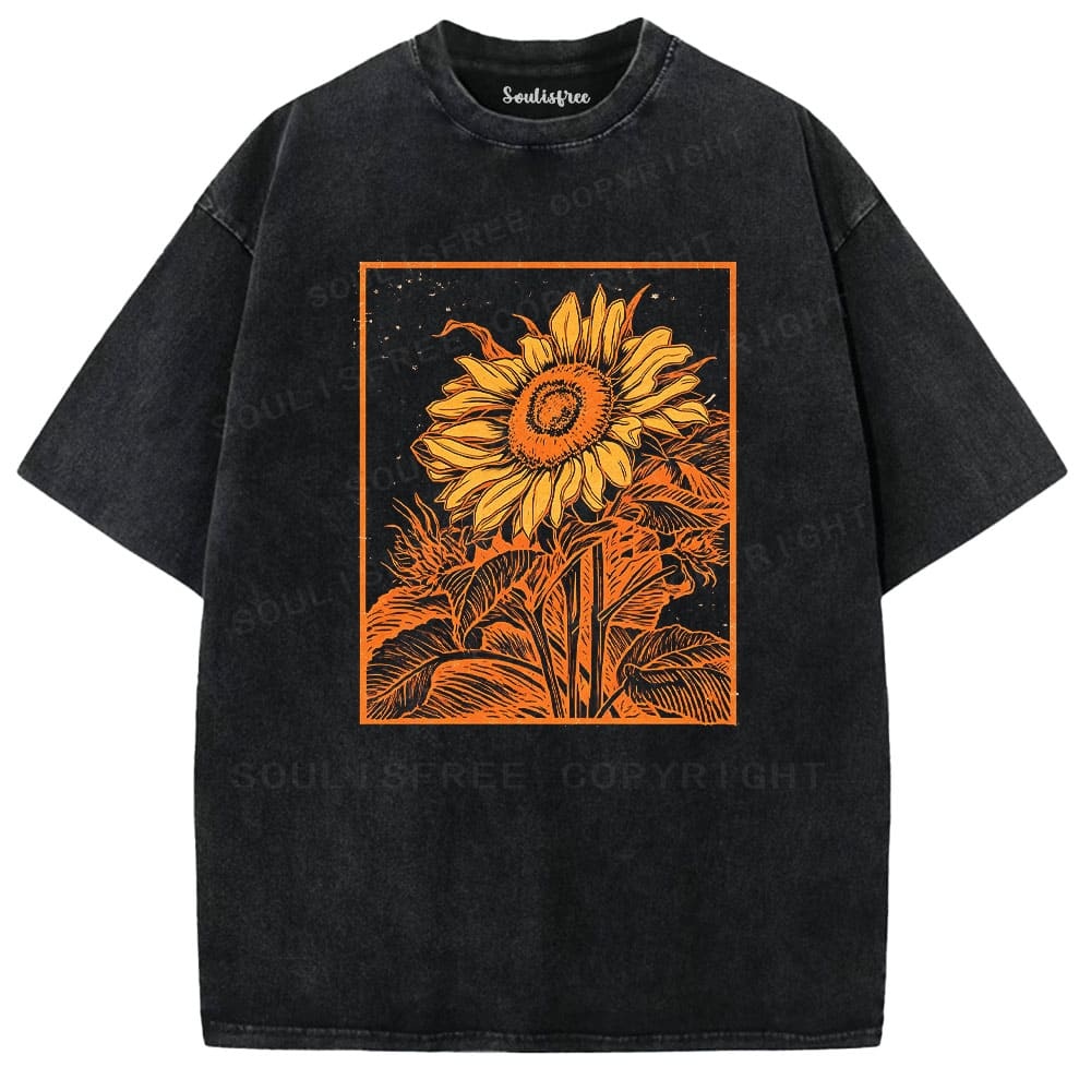 Soulistree Vintage Woodcut Bloom Washed Tee