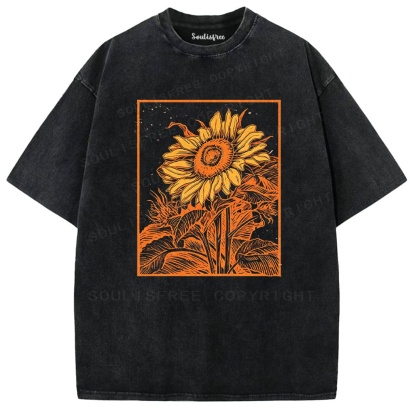 Soulistree Vintage Woodcut Bloom Washed Tee