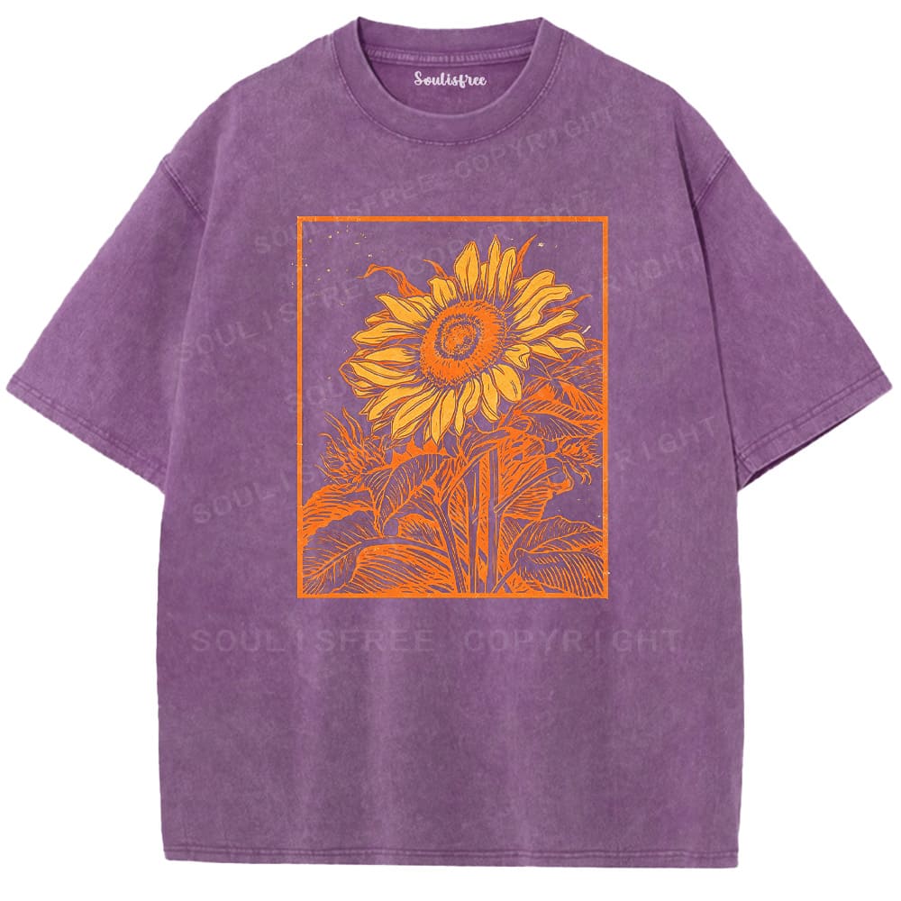 Soulistree Vintage Woodcut Bloom Washed Tee