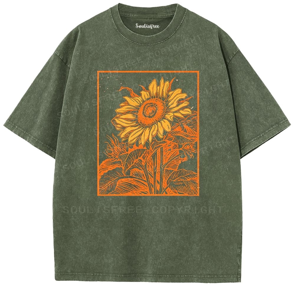 Soulistree Vintage Woodcut Bloom Washed Tee