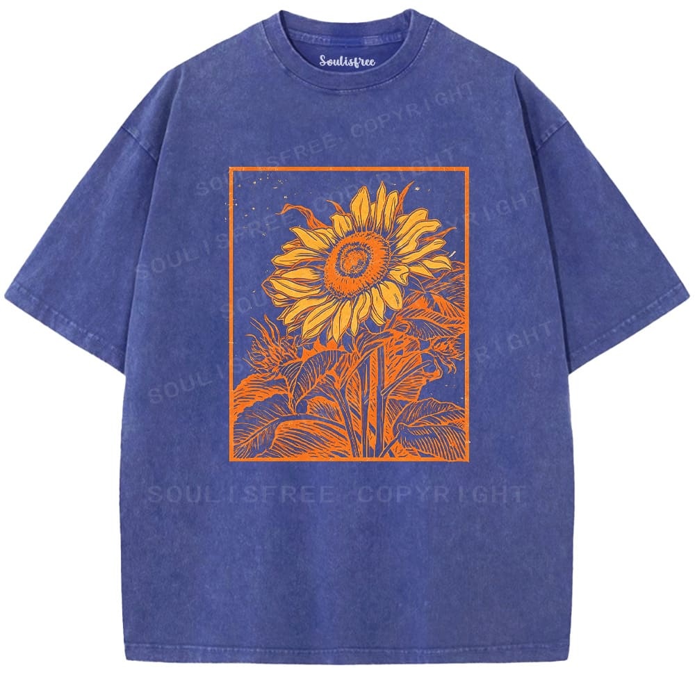 Soulistree Vintage Woodcut Bloom Washed Tee