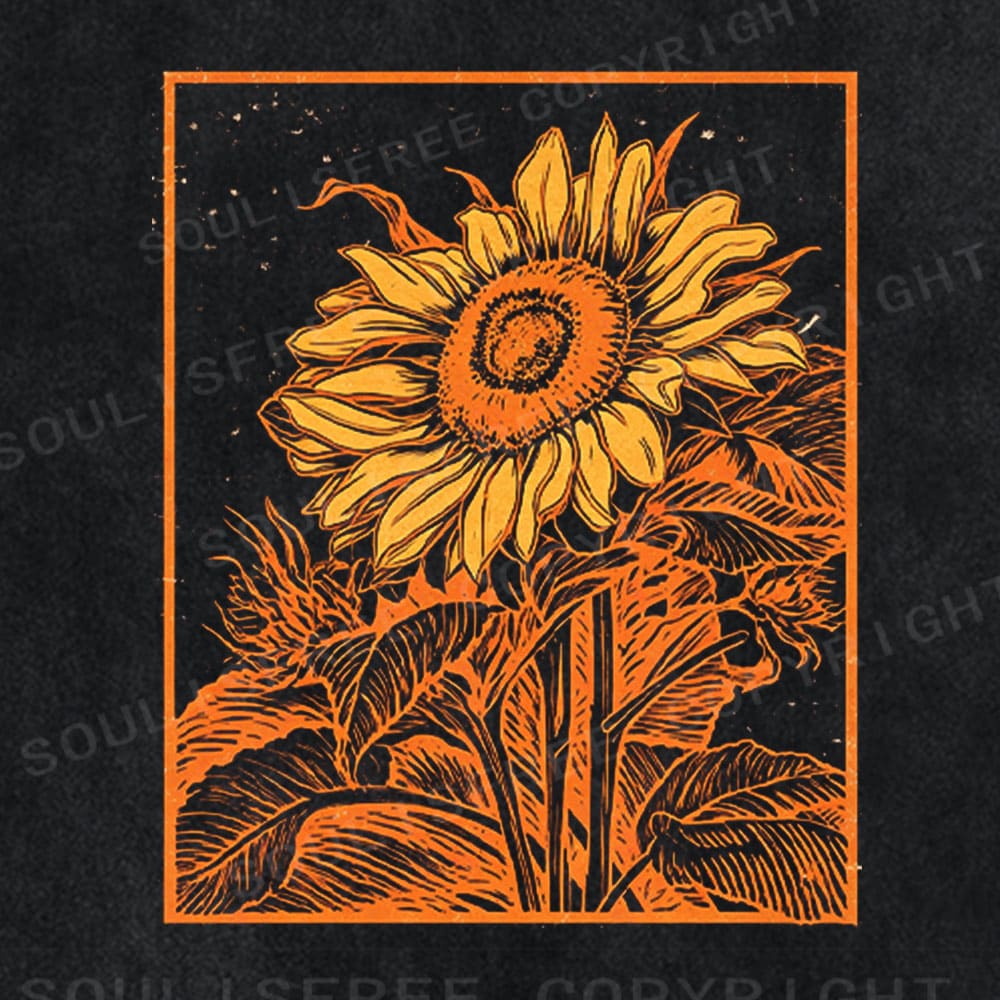 Soulistree Vintage Woodcut Bloom Washed Tee