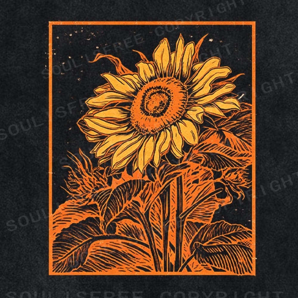 Soulistree Vintage Woodcut Bloom Washed Tee
