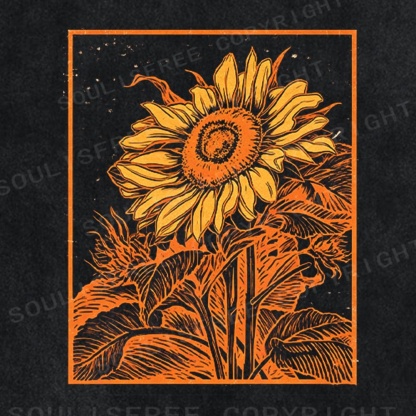 Soulistree Vintage Woodcut Bloom Washed Tee