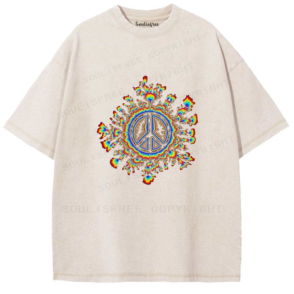 Soulistree Peace Sign Flame Washed Tee
