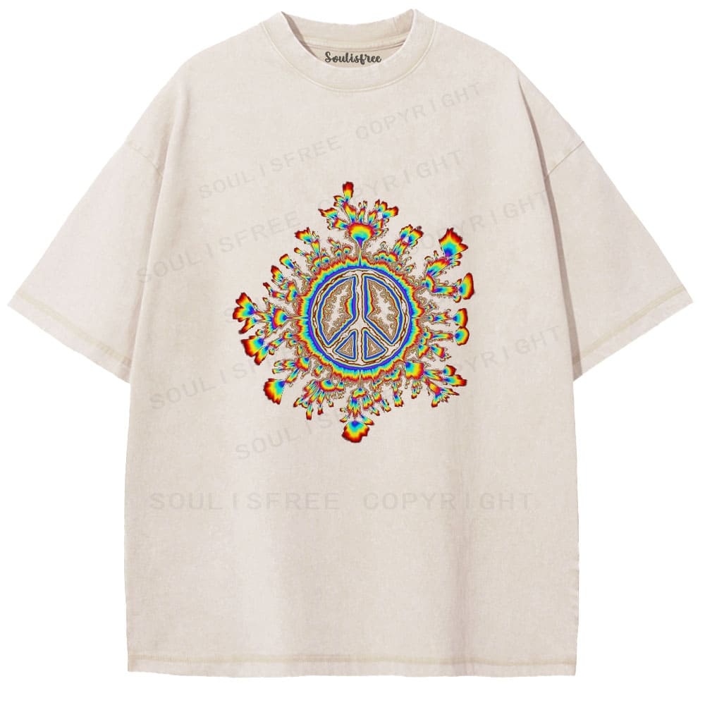 Soulistree Peace Sign Flame Washed Tee