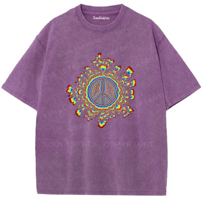 Soulistree Peace Sign Flame Washed Tee
