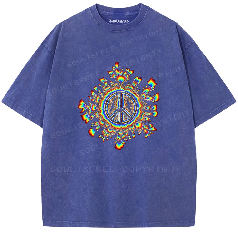 Soulistree Peace Sign Flame Washed Tee