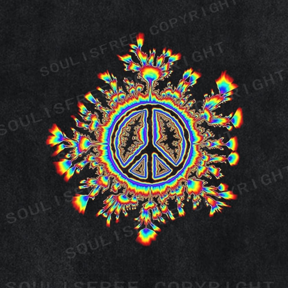 Soulistree Peace Sign Flame Washed Tee