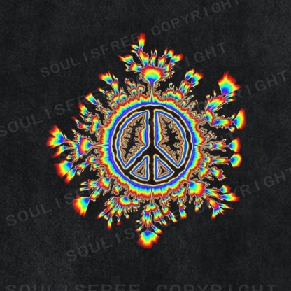 Soulistree Peace Sign Flame Washed Tee