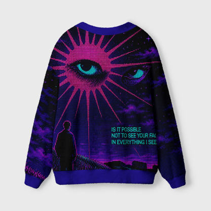 Soulisfree See Your Face Fuzzy Cardigan Sweater 
