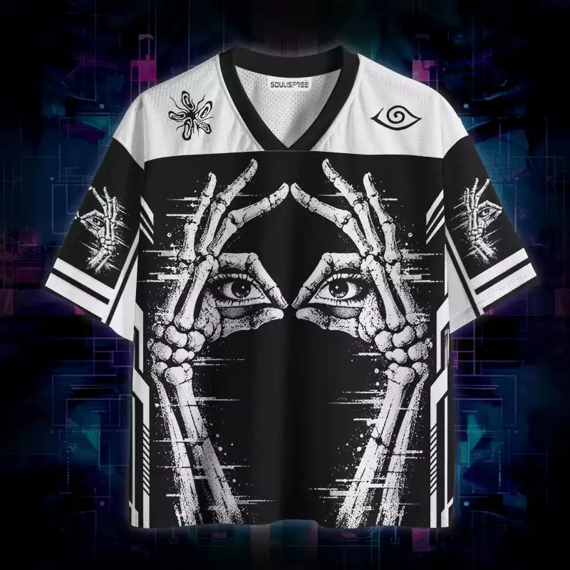 Soulisfree Skeleton Eyes Glitch Mesh Jersey