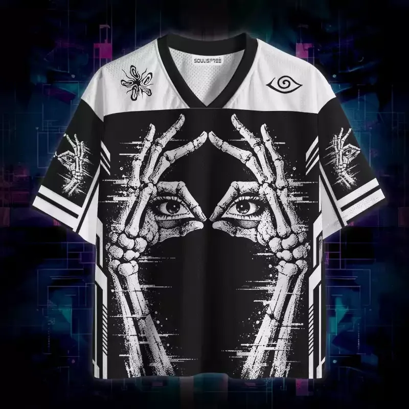 Soulisfree Skeleton Eyes Glitch Mesh Jersey