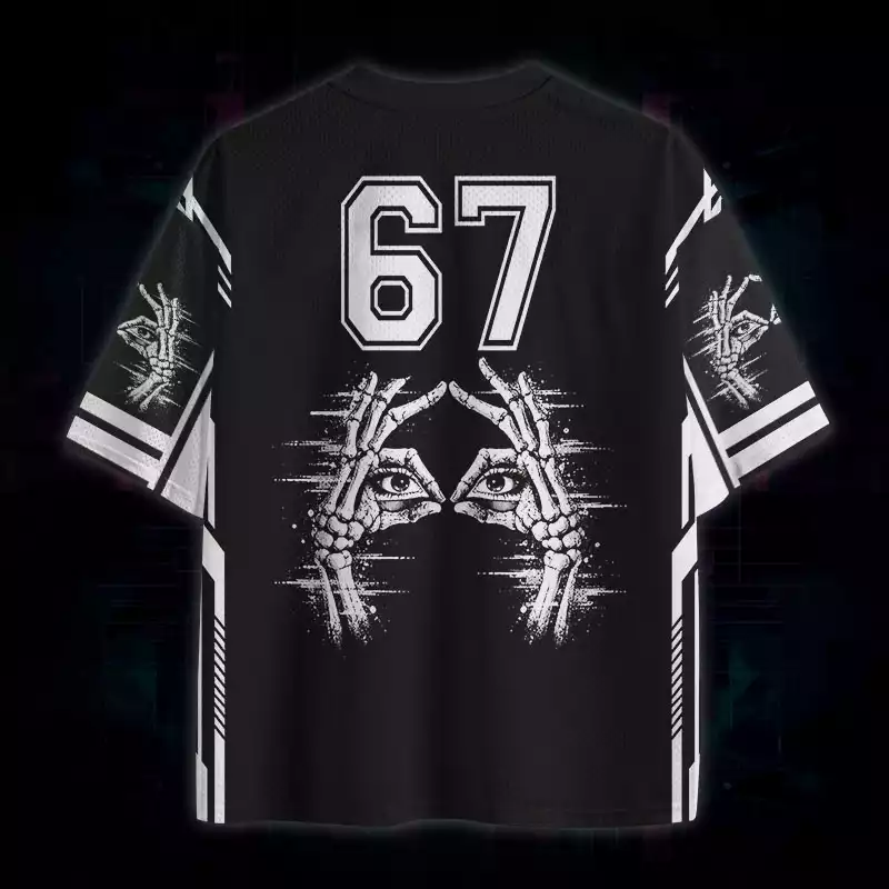Soulisfree Skeleton Eyes Glitch Mesh Jersey