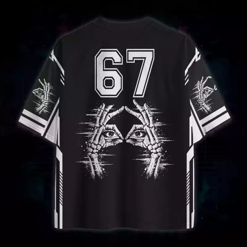 Soulisfree Skeleton Eyes Glitch Mesh Jersey