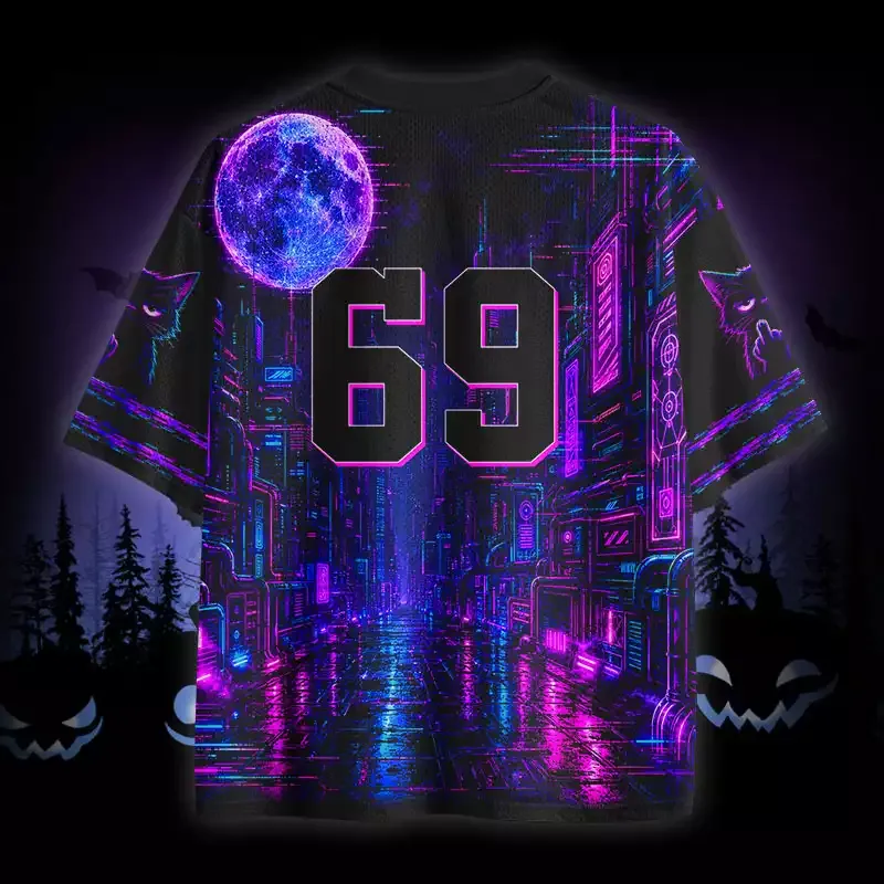Soulisfree Skeleton Middle Finger Cat Paw Mesh Jersey