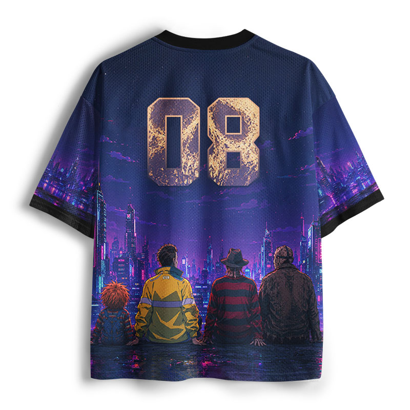 Soulisfree Skull Moon Over Neon Cybercity Mesh Jersey