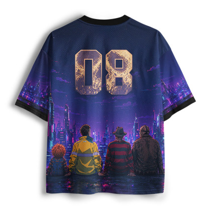 Soulisfree Skull Moon Over Neon Cybercity Mesh Jersey