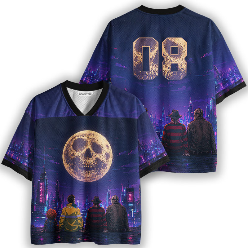 Soulisfree Skull Moon Over Neon Cybercity Mesh Jersey