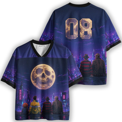 Soulisfree Skull Moon Over Neon Cybercity Mesh Jersey
