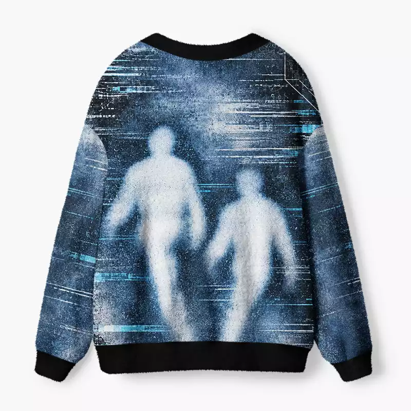 Soulisfree Steel Blue Fuzzy Cardigan Sweater