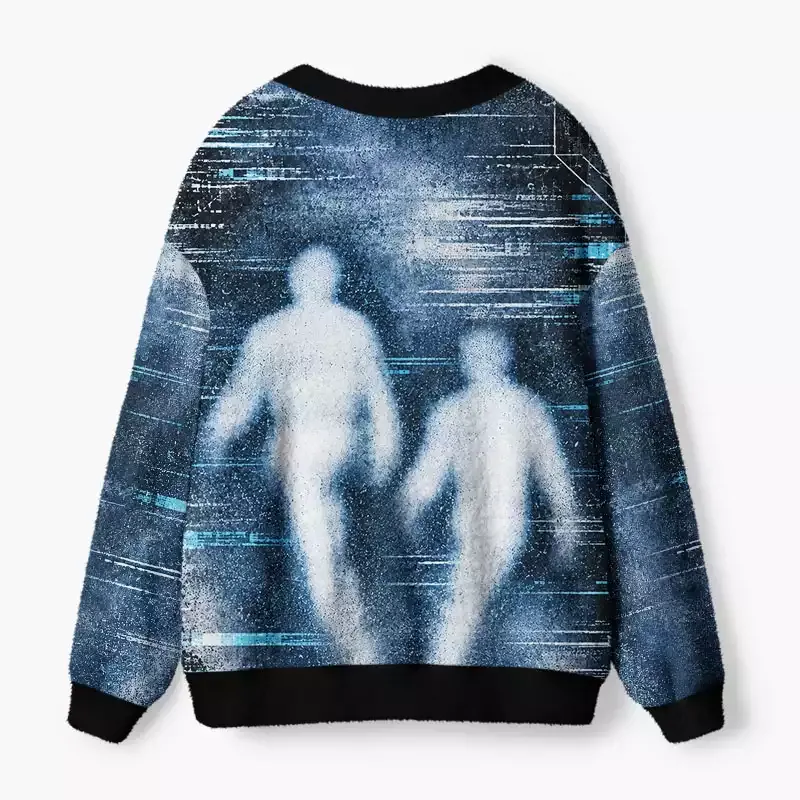 Soulisfree Steel Blue Fuzzy Cardigan Sweater