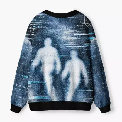 Soulisfree Steel Blue Fuzzy Cardigan Sweater