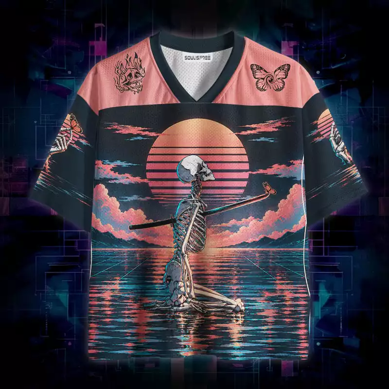 Soulisfree Sunset Skeleton & Butterfly Mesh Jersey