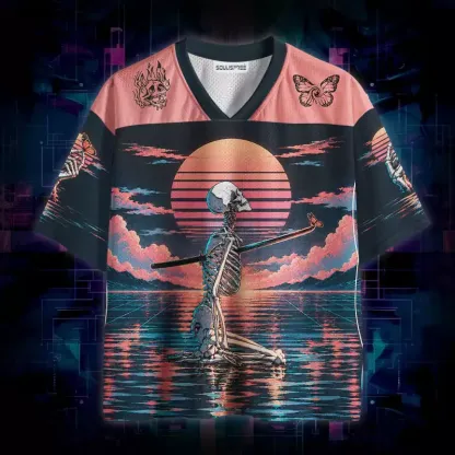 Soulisfree Sunset Skeleton & Butterfly Mesh Jersey