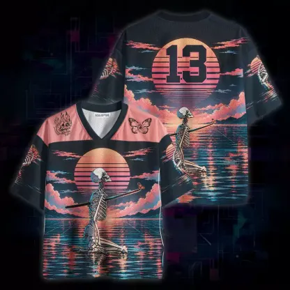 Soulisfree Sunset Skeleton & Butterfly Mesh Jersey