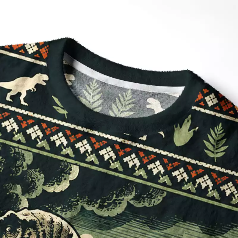 Soulisfree T-Rex on a Prehistoric Toilet Fuzzy Crewneck Sweater