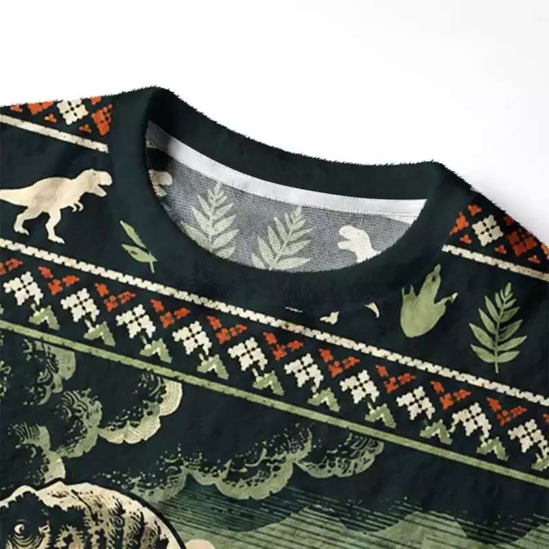 Soulisfree T-Rex on a Prehistoric Toilet Fuzzy Crewneck Sweater