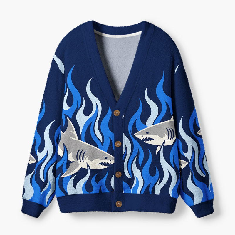 Soulisfree Twin sharks Fuzzy Cardigan Sweater