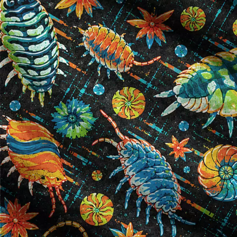 Soulisfree Vintage Isopods and Flowers Fuzzy Cardigan Sweater