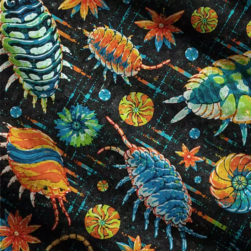 Soulisfree Vintage Isopods and Flowers Fuzzy Cardigan Sweater