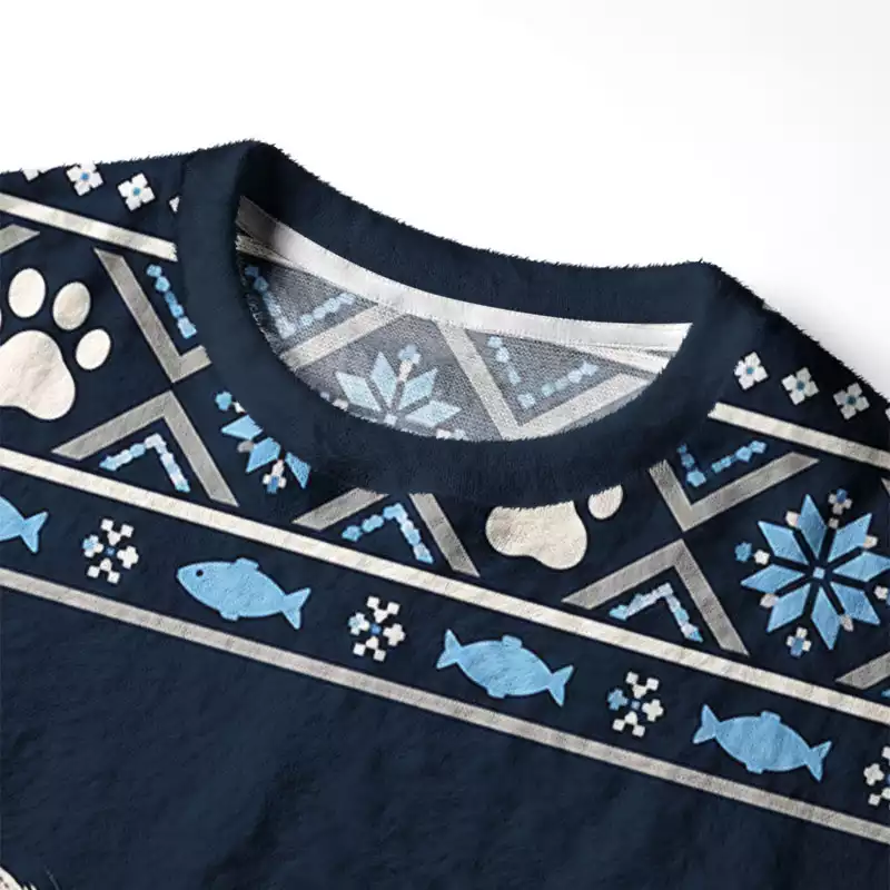 Soulisfree Wide-eyed cat trio Fuzzy Crewneck Sweater