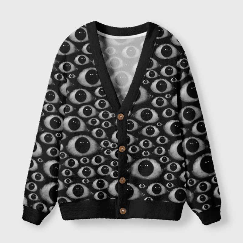 Soulisfree HUMAN OBSERVATION SYSTEM Fuzzy Cardigan Sweater 