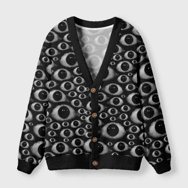 Soulisfree HUMAN OBSERVATION SYSTEM Fuzzy Cardigan Sweater