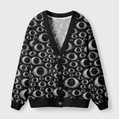 Soulisfree HUMAN OBSERVATION SYSTEM Fuzzy Cardigan Sweater 