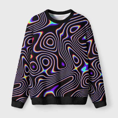 Soulisfree Psy Current – Liquid Energy Fuzzy Crewneck Sweater