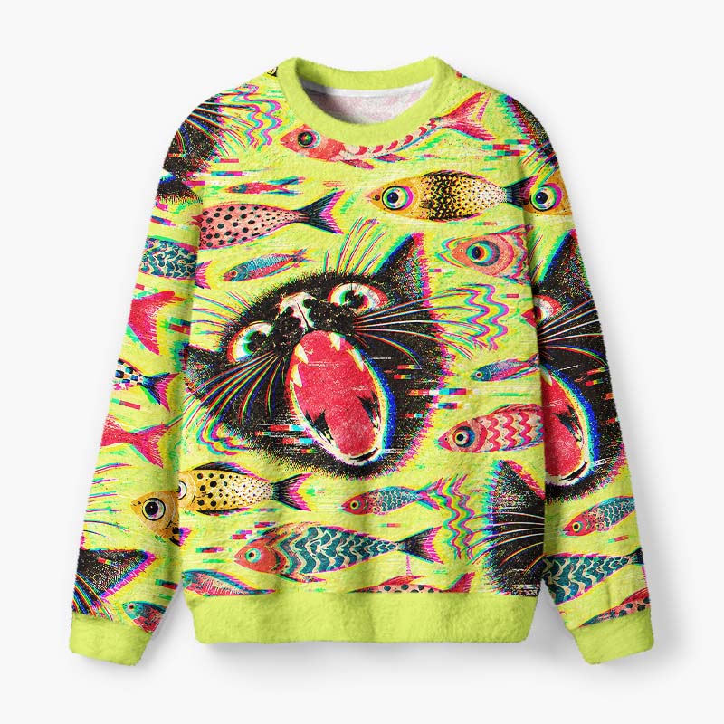 Soulisfree Chaos In The Fish Tank Fuzzy Crewneck Sweater