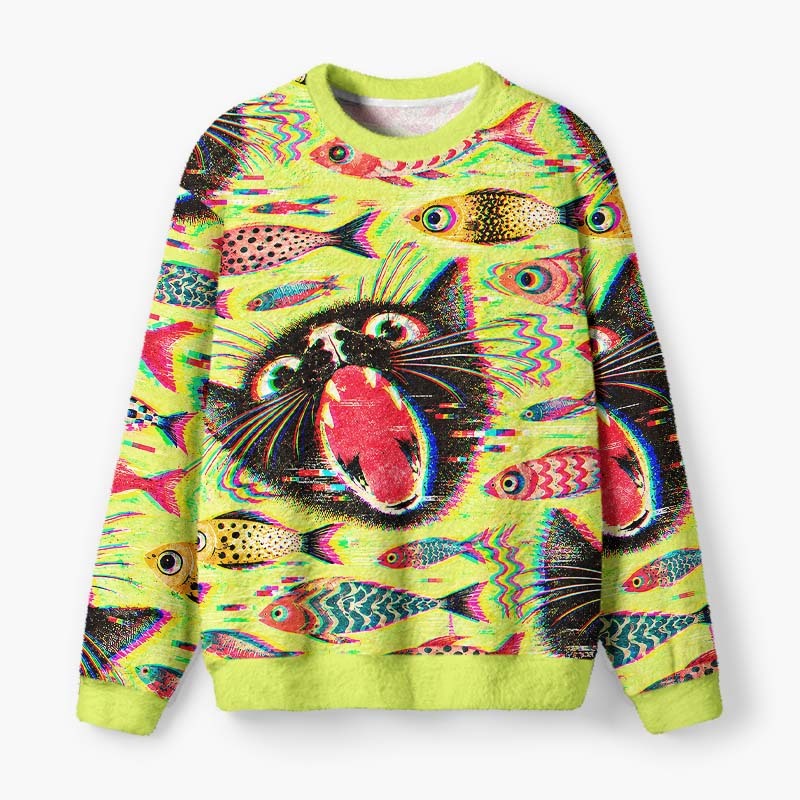 Soulisfree Chaos In The Fish Tank Fuzzy Crewneck Sweater